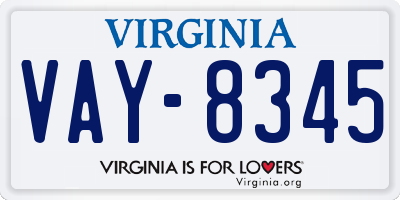 VA license plate VAY8345