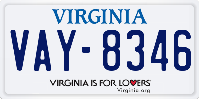 VA license plate VAY8346