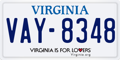 VA license plate VAY8348