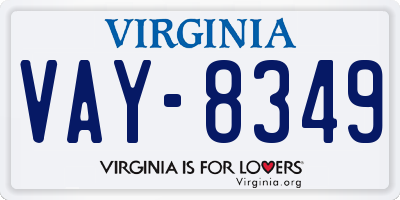 VA license plate VAY8349