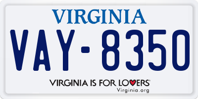 VA license plate VAY8350