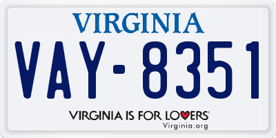 VA license plate VAY8351