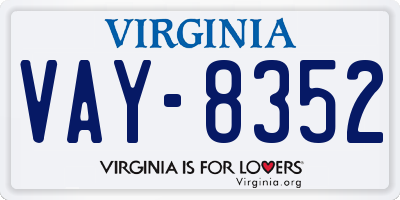 VA license plate VAY8352