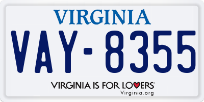 VA license plate VAY8355