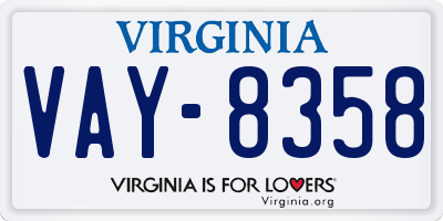 VA license plate VAY8358