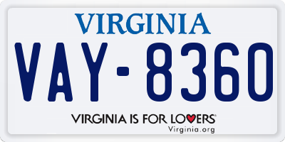 VA license plate VAY8360