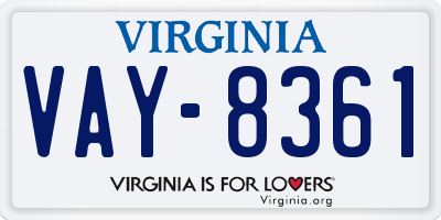 VA license plate VAY8361