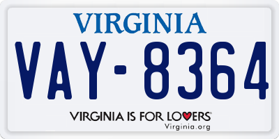 VA license plate VAY8364