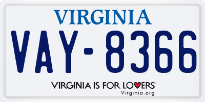 VA license plate VAY8366