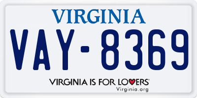 VA license plate VAY8369