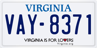 VA license plate VAY8371