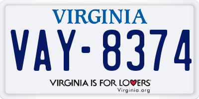 VA license plate VAY8374