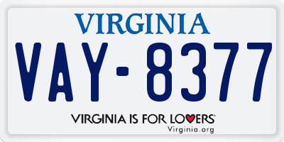 VA license plate VAY8377