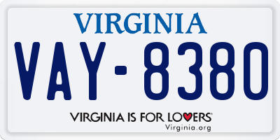 VA license plate VAY8380