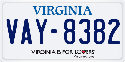 VA license plate VAY8382
