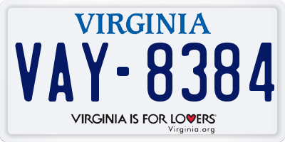 VA license plate VAY8384