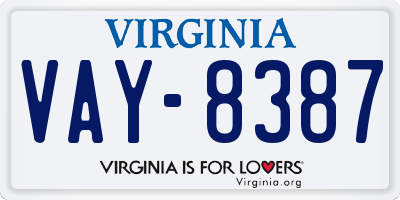 VA license plate VAY8387