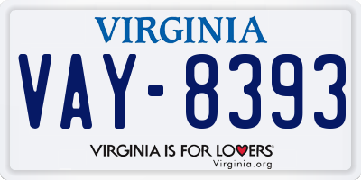 VA license plate VAY8393