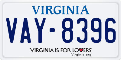 VA license plate VAY8396