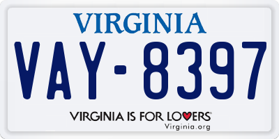 VA license plate VAY8397