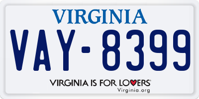 VA license plate VAY8399