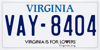 VA license plate VAY8404
