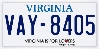 VA license plate VAY8405