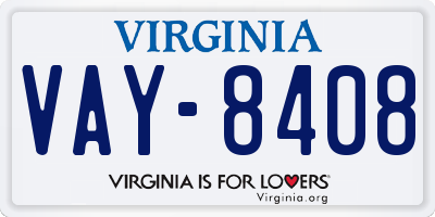 VA license plate VAY8408