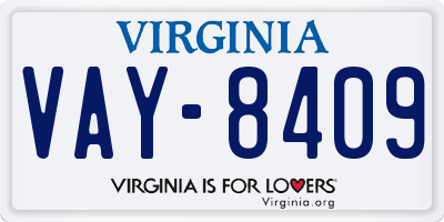 VA license plate VAY8409