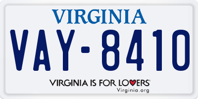 VA license plate VAY8410