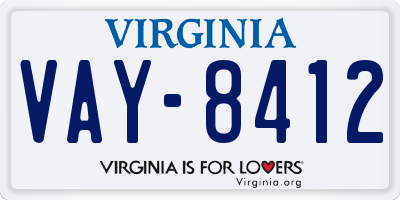 VA license plate VAY8412