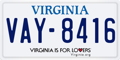 VA license plate VAY8416