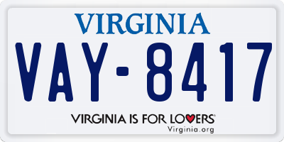 VA license plate VAY8417