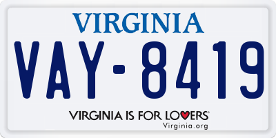 VA license plate VAY8419