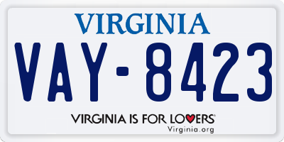 VA license plate VAY8423