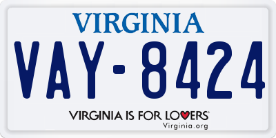 VA license plate VAY8424