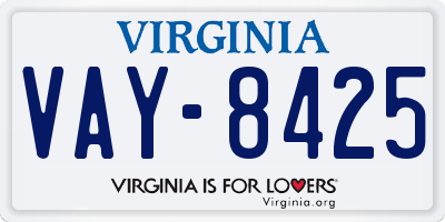 VA license plate VAY8425