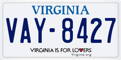 VA license plate VAY8427