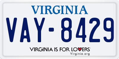 VA license plate VAY8429