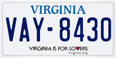 VA license plate VAY8430