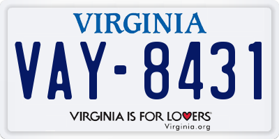 VA license plate VAY8431