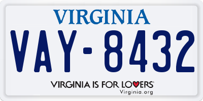 VA license plate VAY8432