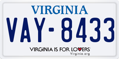 VA license plate VAY8433
