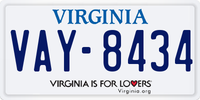 VA license plate VAY8434