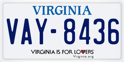 VA license plate VAY8436