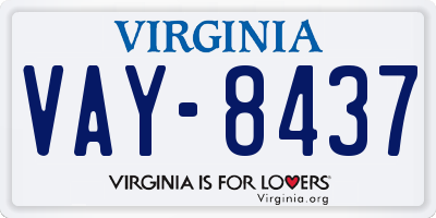 VA license plate VAY8437