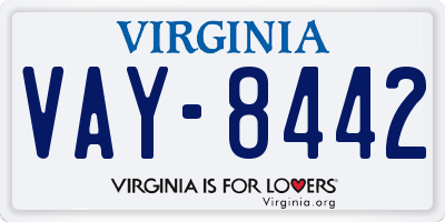 VA license plate VAY8442