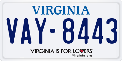 VA license plate VAY8443
