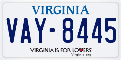 VA license plate VAY8445