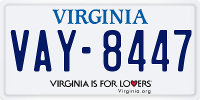 VA license plate VAY8447